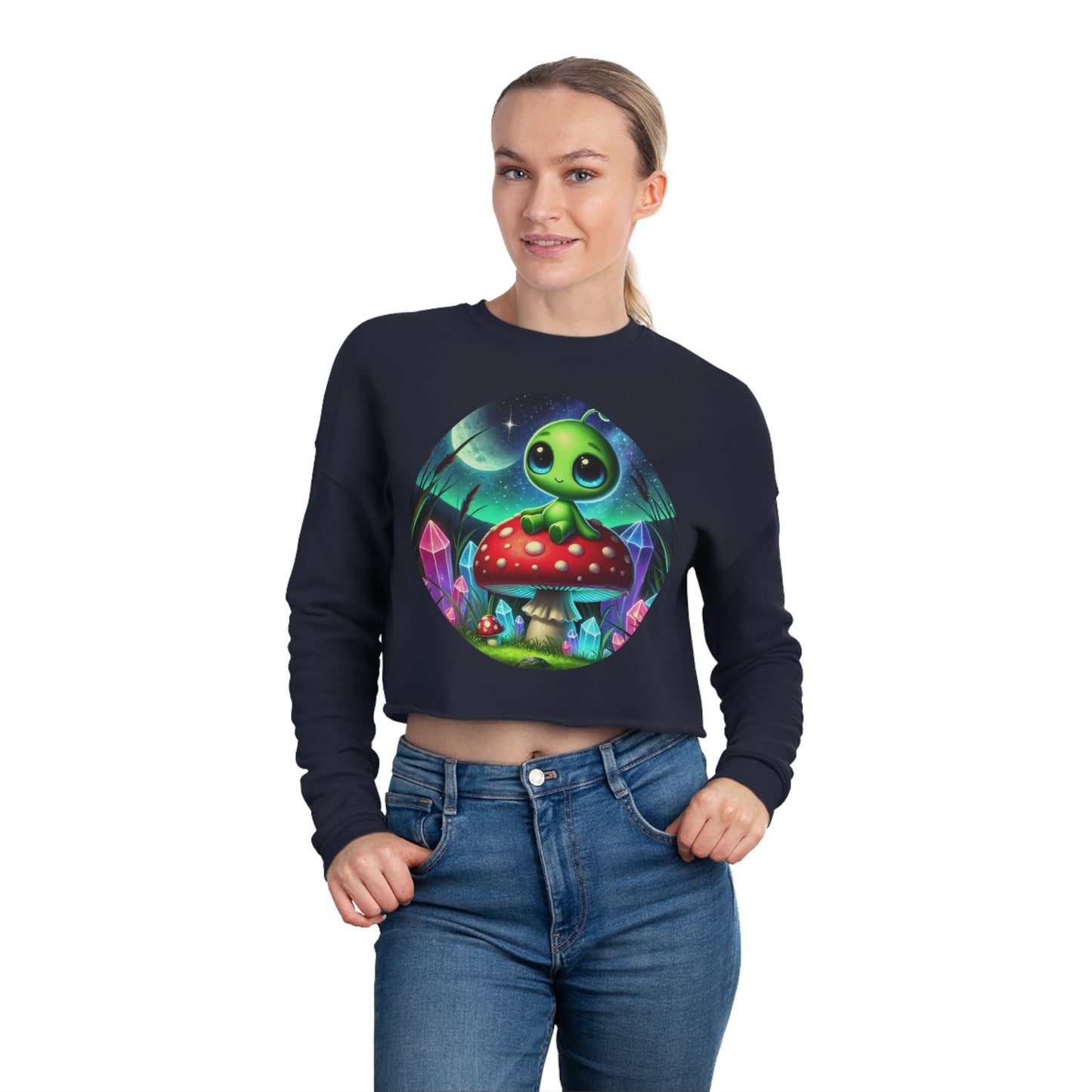 Women's Cropped Sweatshirt - Alien Aura