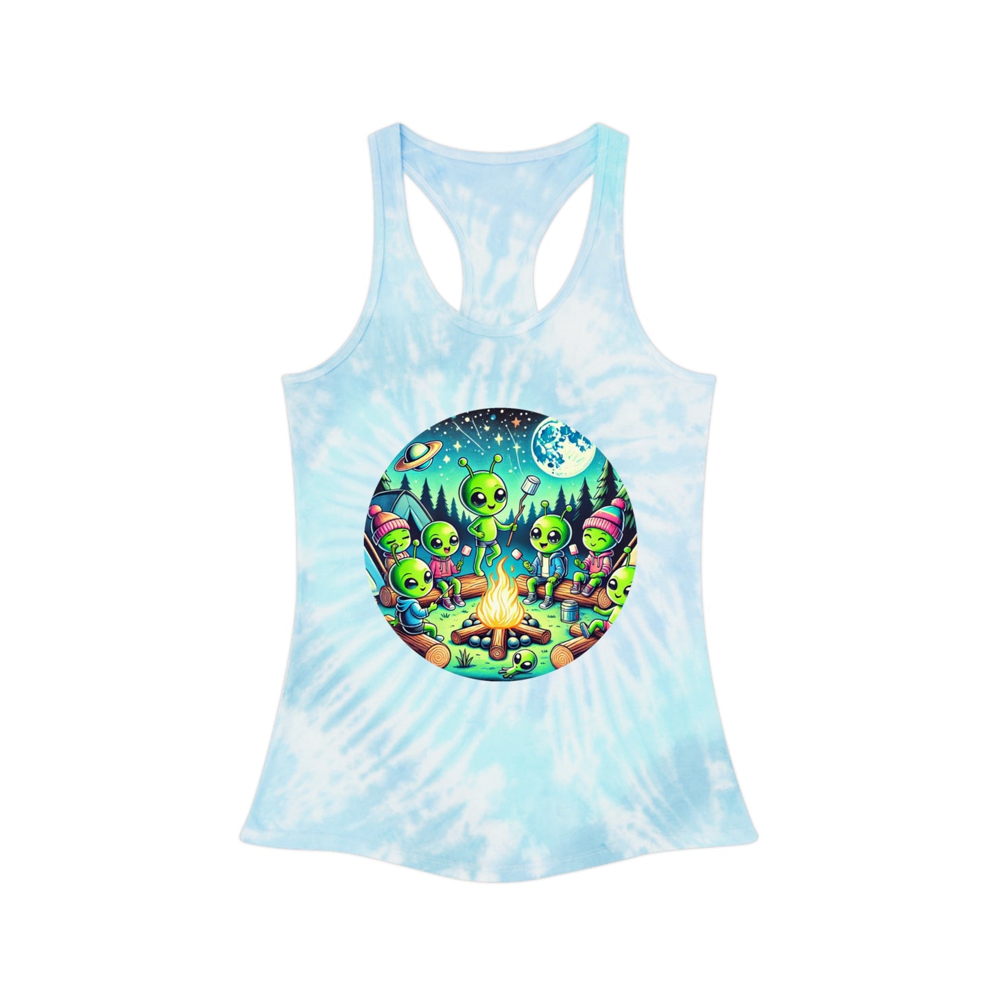 Womens Tie Dye Racerback Tank Top - Family Camping