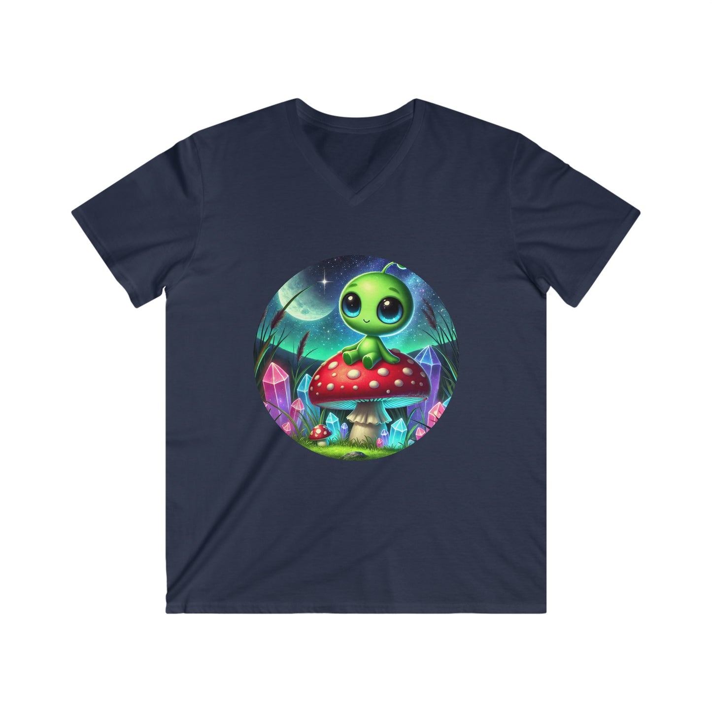 Men's Fitted V-Neck Tee - Alien Aura