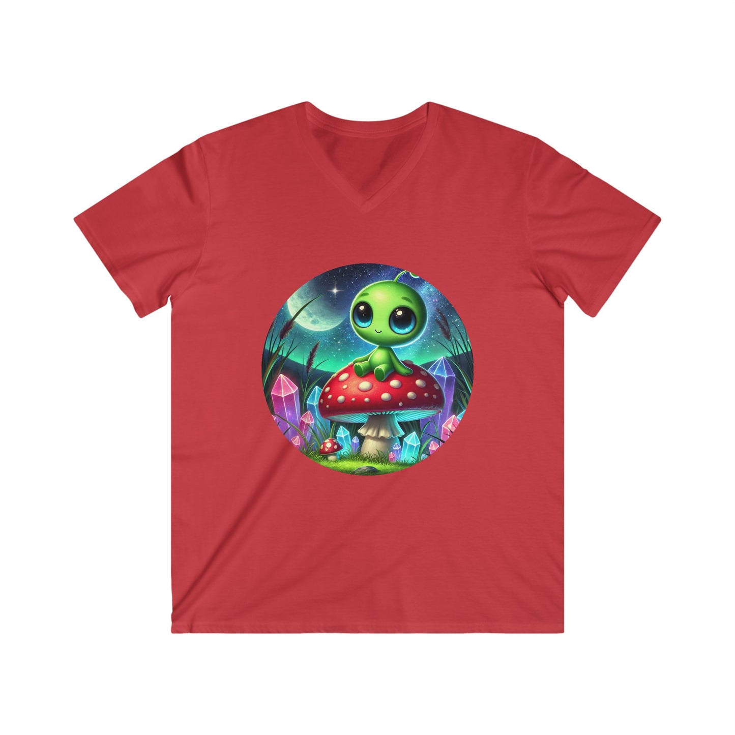 Men's Fitted V-Neck Tee - Alien Aura