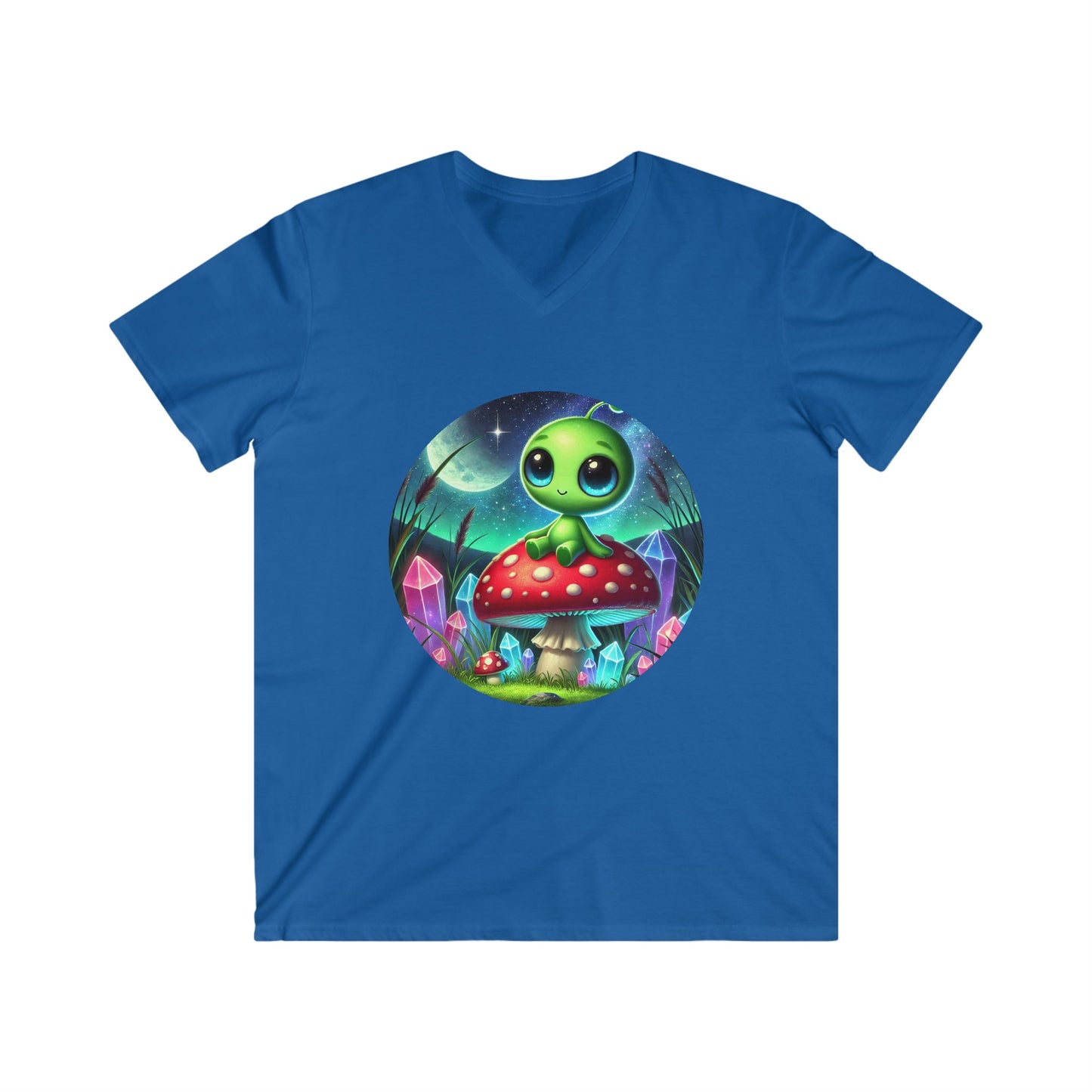 Men's Fitted V-Neck Tee - Alien Aura