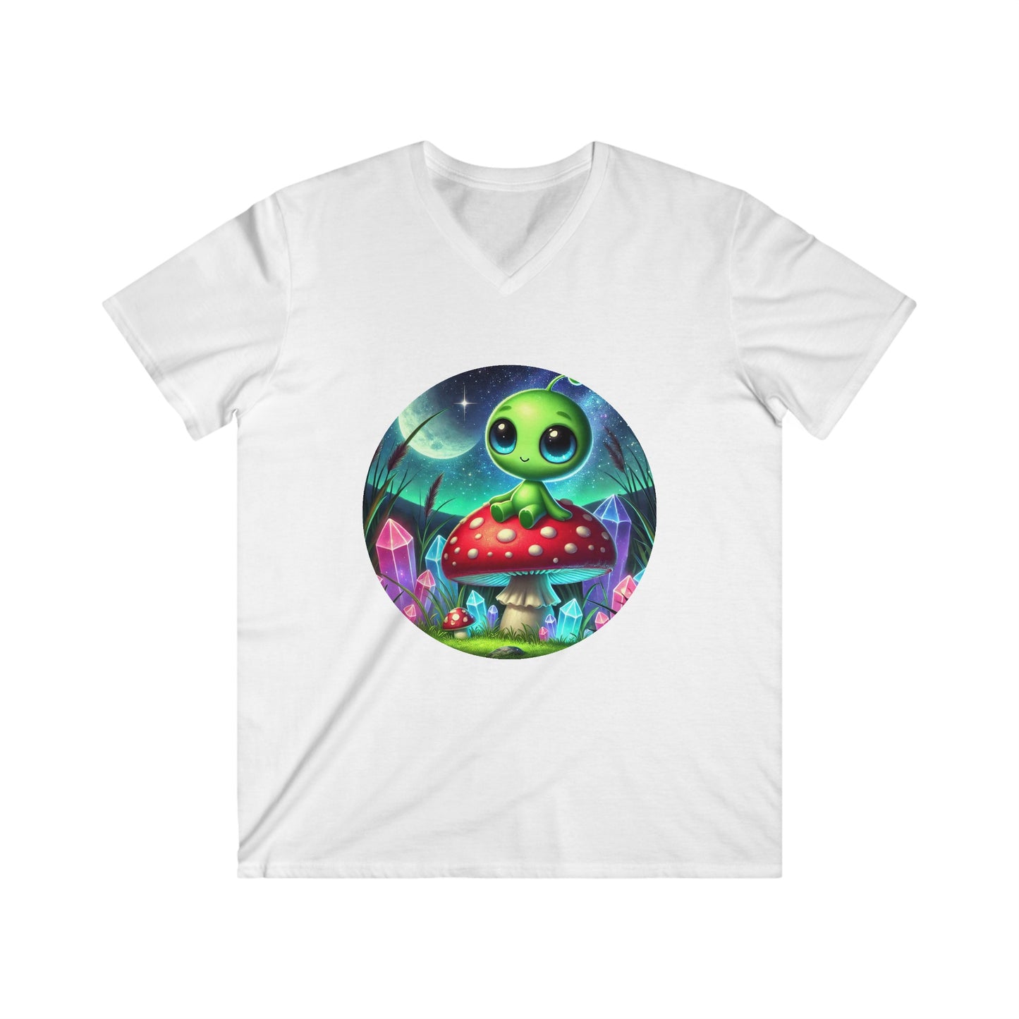 Men's Fitted V-Neck Tee - Alien Aura