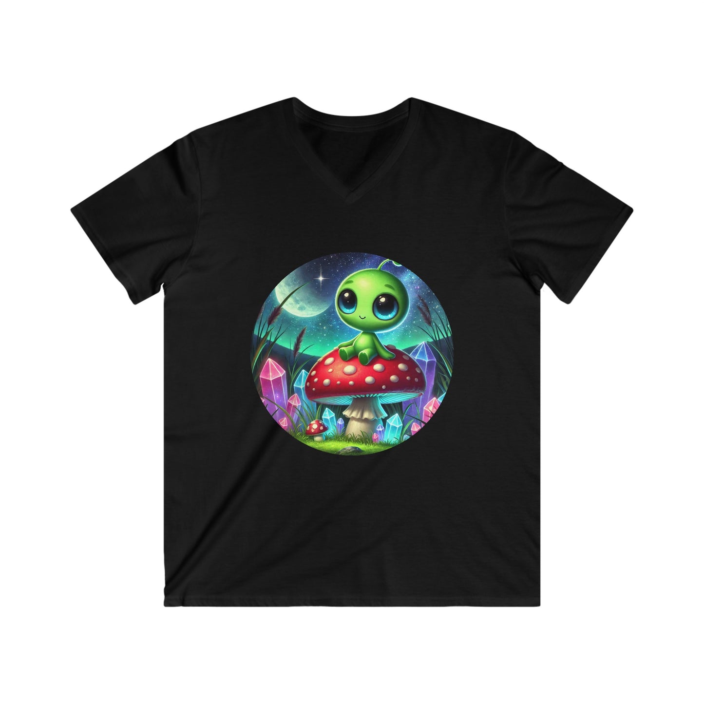 Men's Fitted V-Neck Tee - Alien Aura