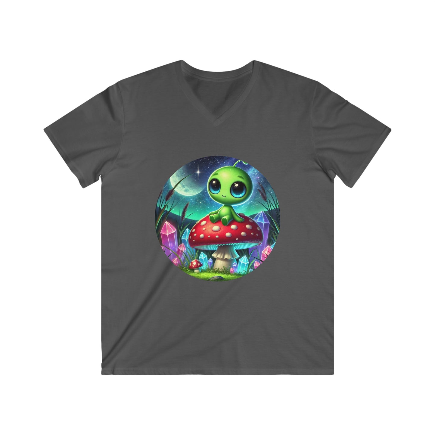 Men's Fitted V-Neck Tee - Alien Aura