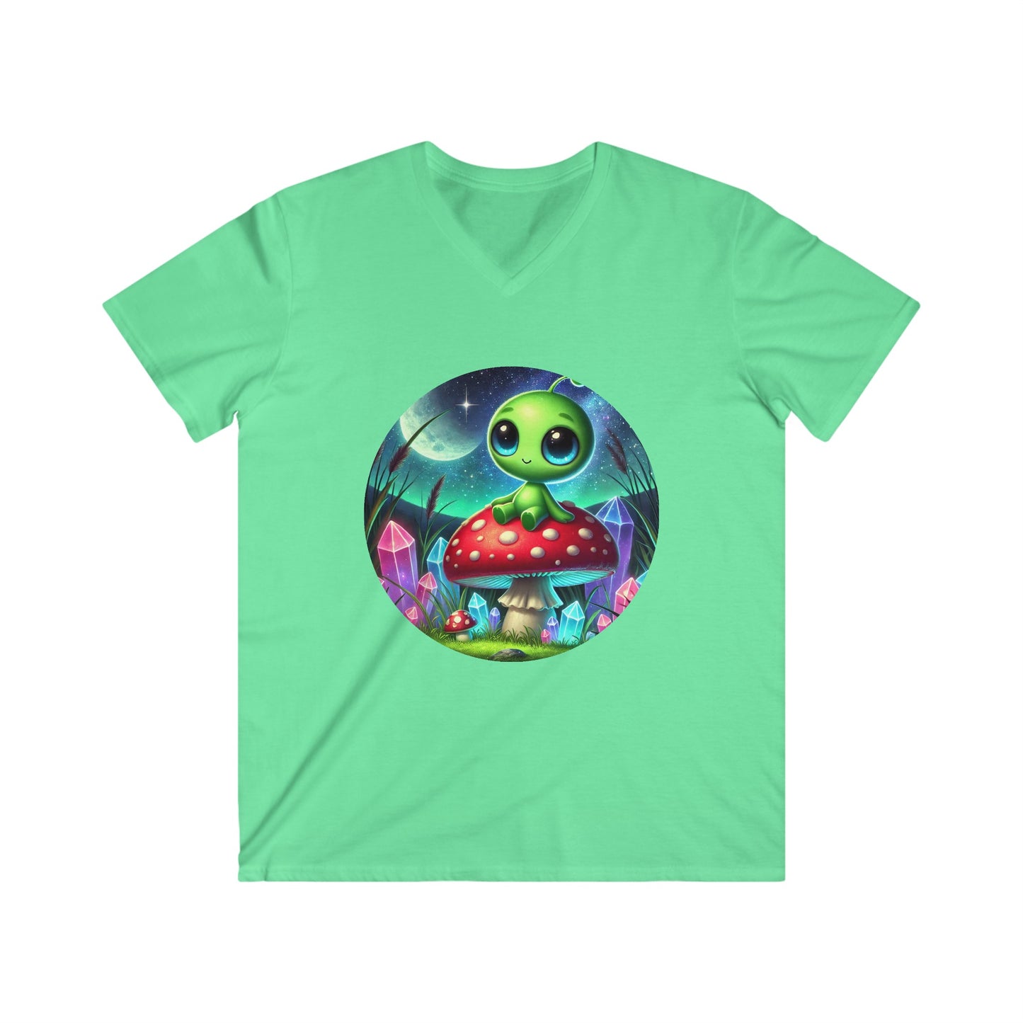 Men's Fitted V-Neck Tee - Alien Aura