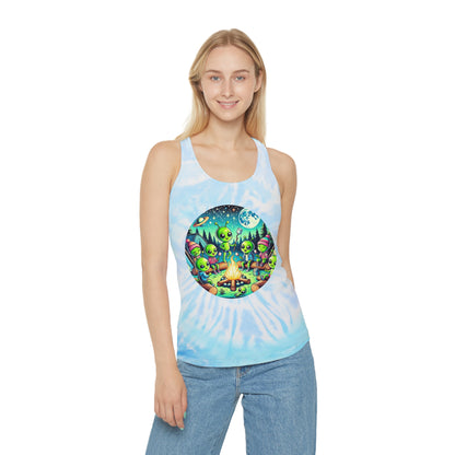 Womens Tie Dye Racerback Tank Top - Family Camping