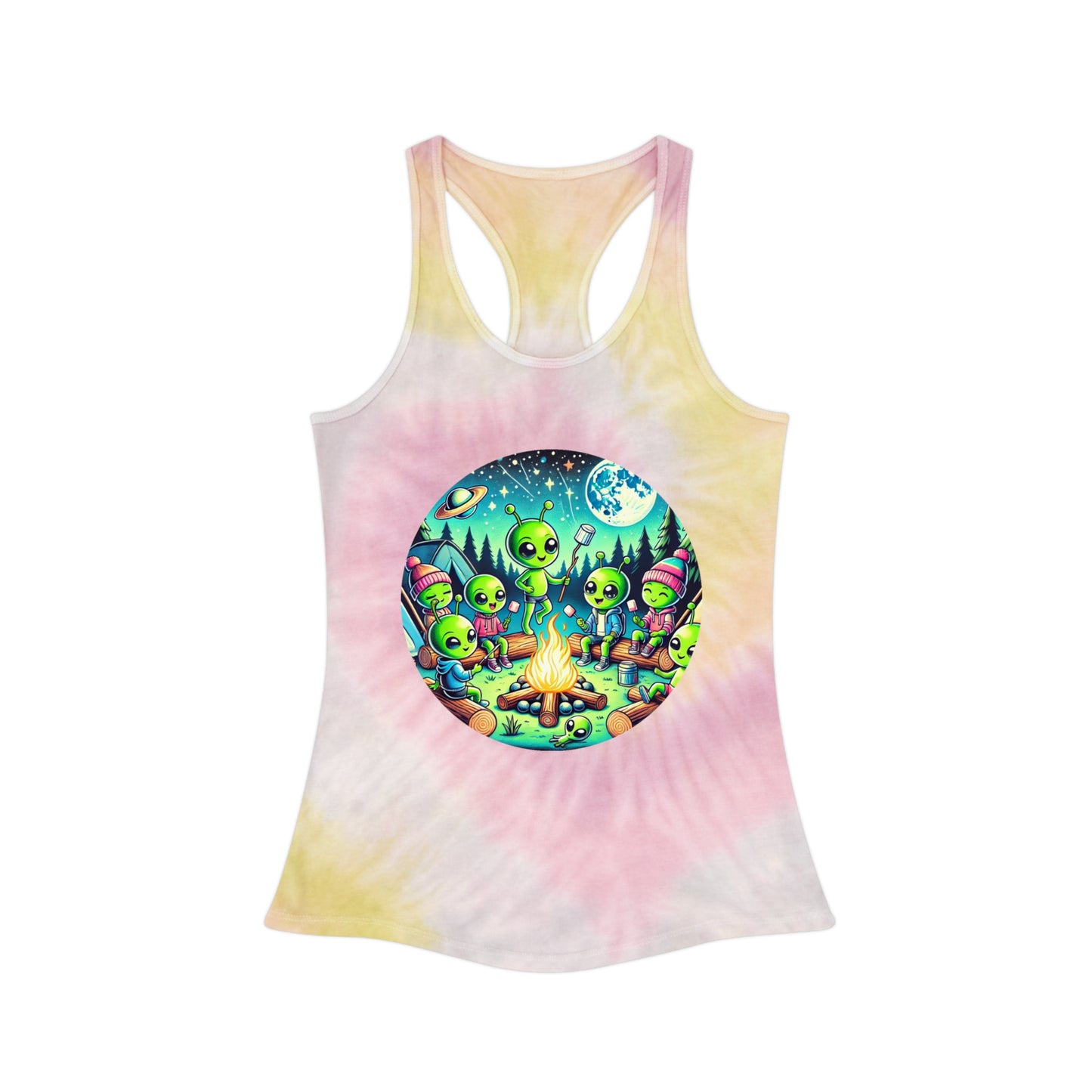 Womens Tie Dye Racerback Tank Top - Family Camping