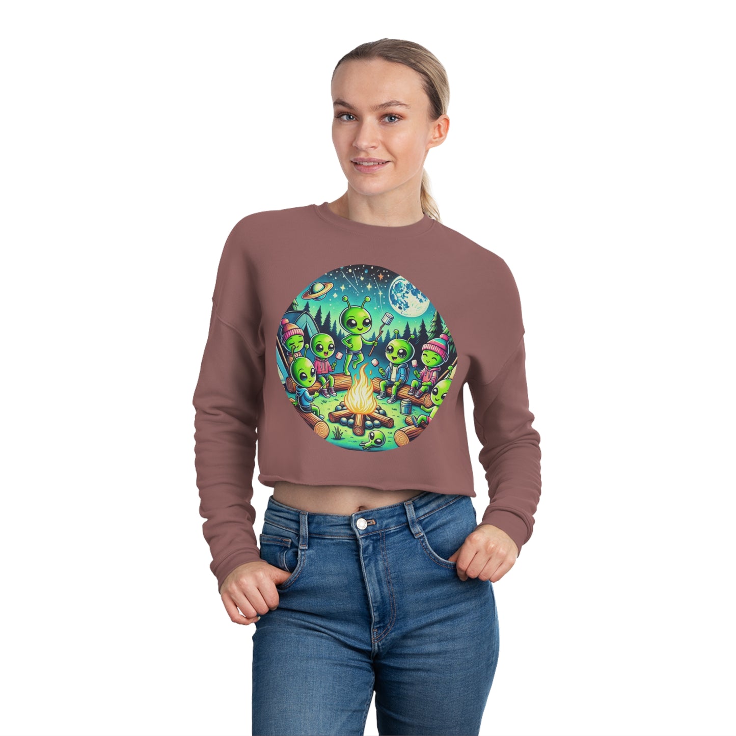 Women's Cropped Sweatshirt - Family Camping