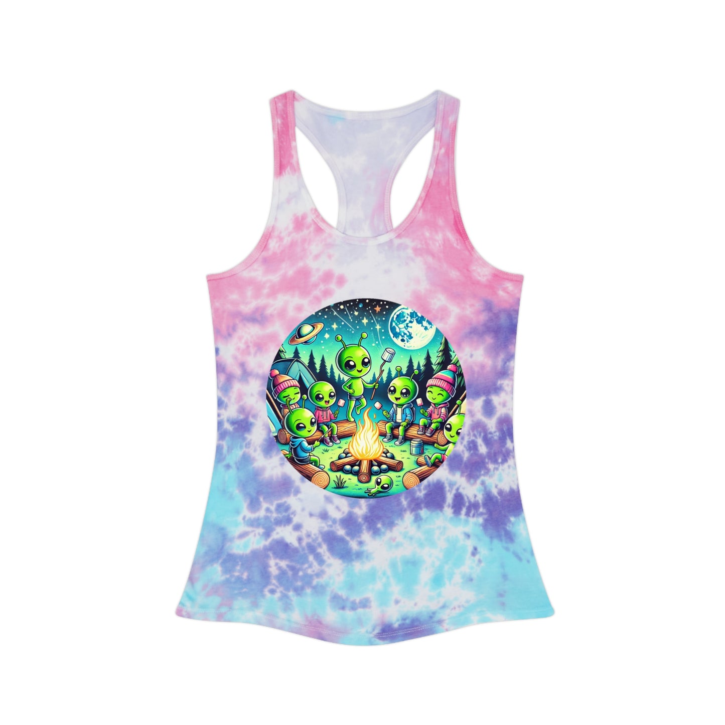 Womens Tie Dye Racerback Tank Top - Family Camping